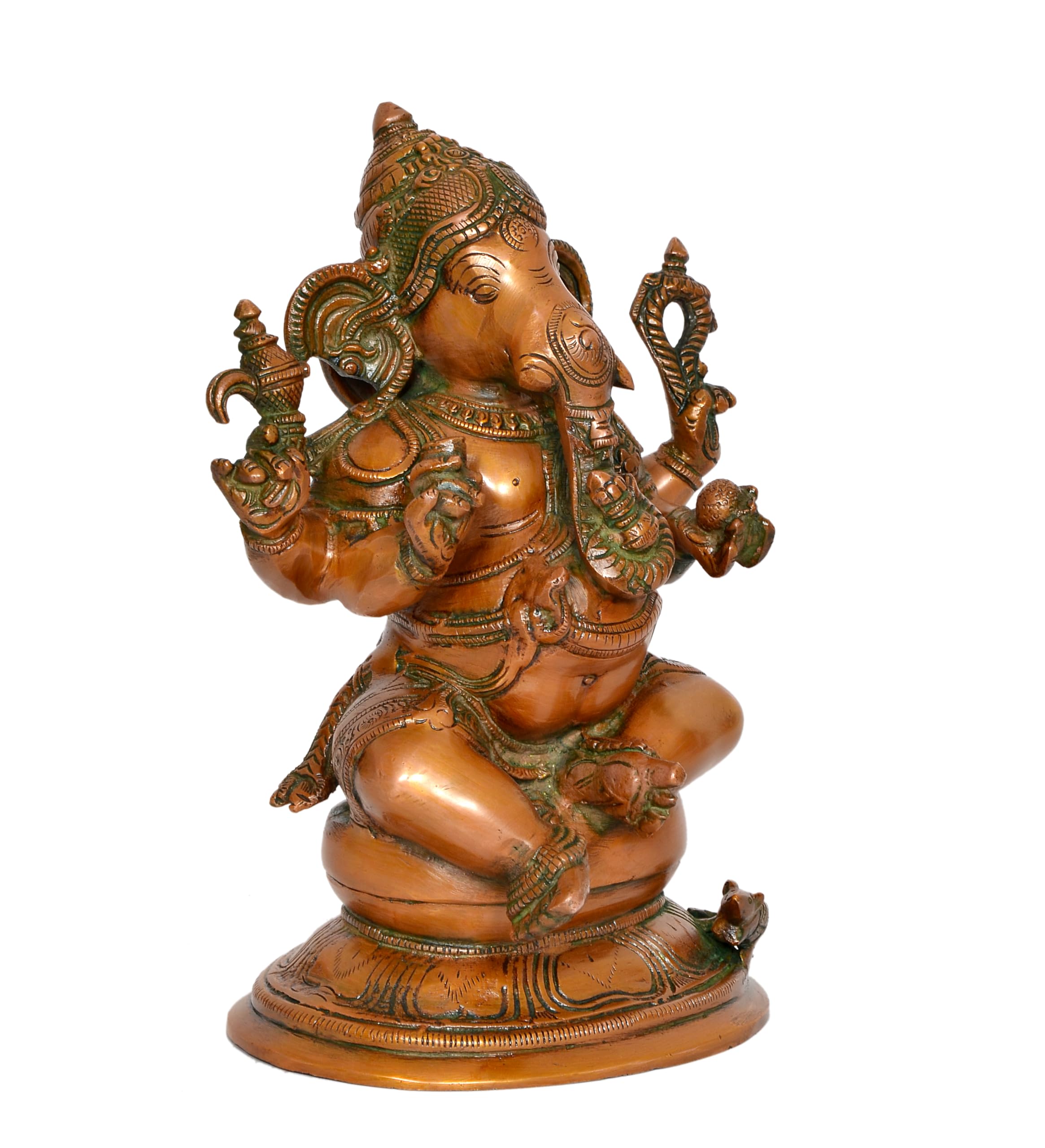 Dattatreya Brass Ganesh Statue Lord Ganesha Idol For Home Decor And Pooja Hindu God Ganapati Figurine (Height 10 Inch)